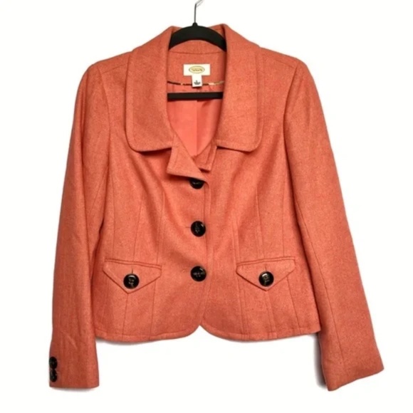 Talbots Salmon Orange Wool Blend Work Office Blazer - Picture 1 of 4